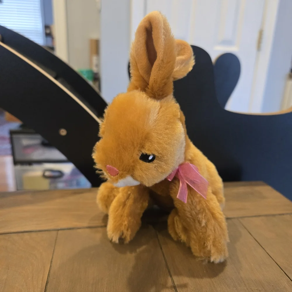 Brown Plush Bunny with Pink Bow